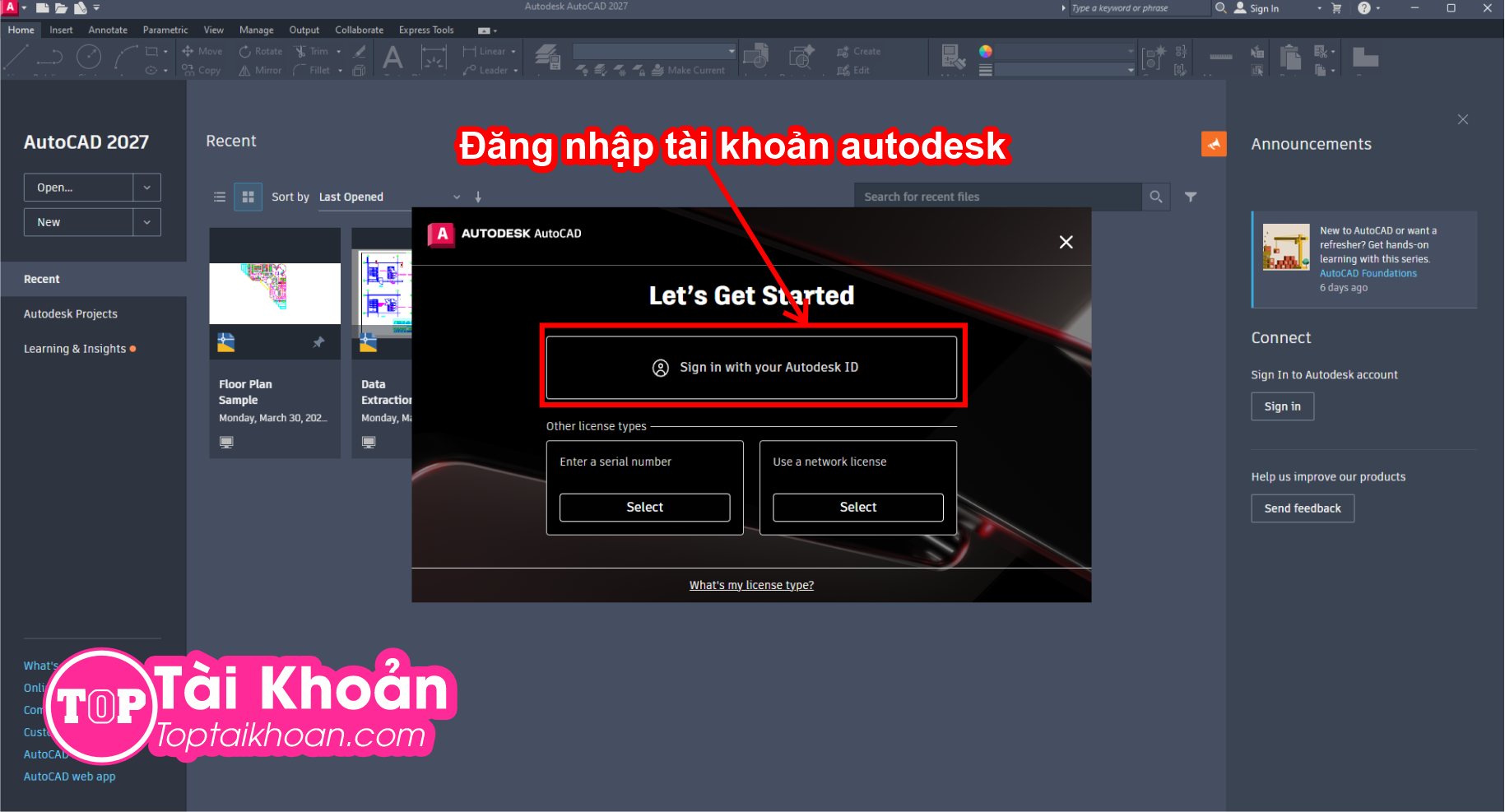đăng nhập tài khoản autodesk