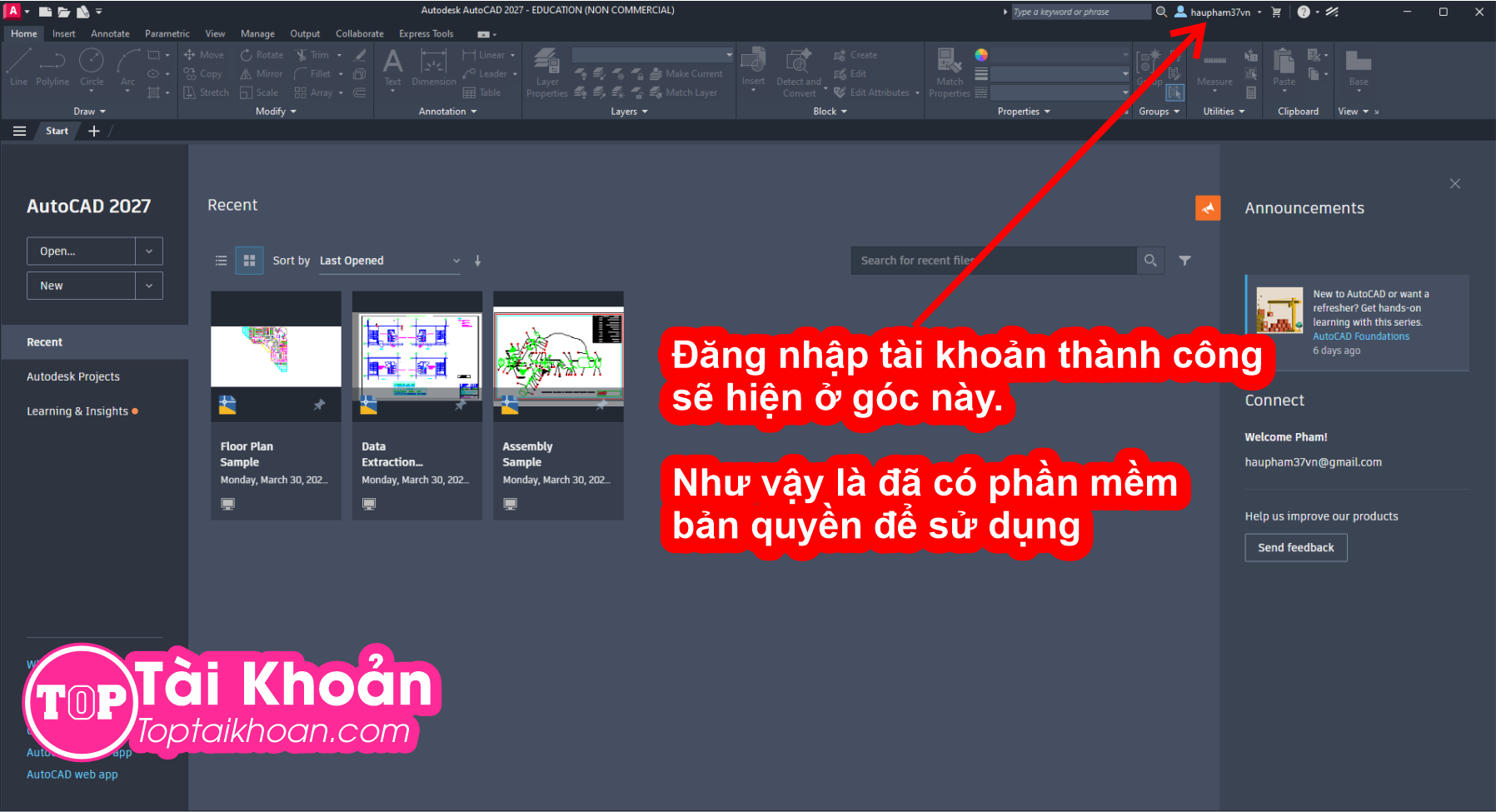 tài khoản autodesk bản quyền